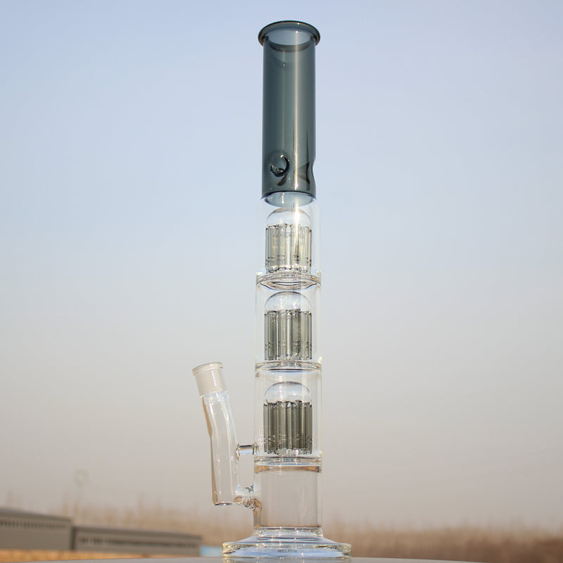 Approx. 19" Triple Tree Percolator Glass Water Pipe - Headshop.com