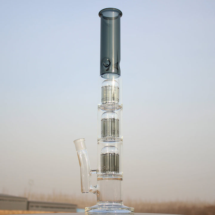 Approx. 19" Triple Tree Percolator Glass Water Pipe - Headshop.com