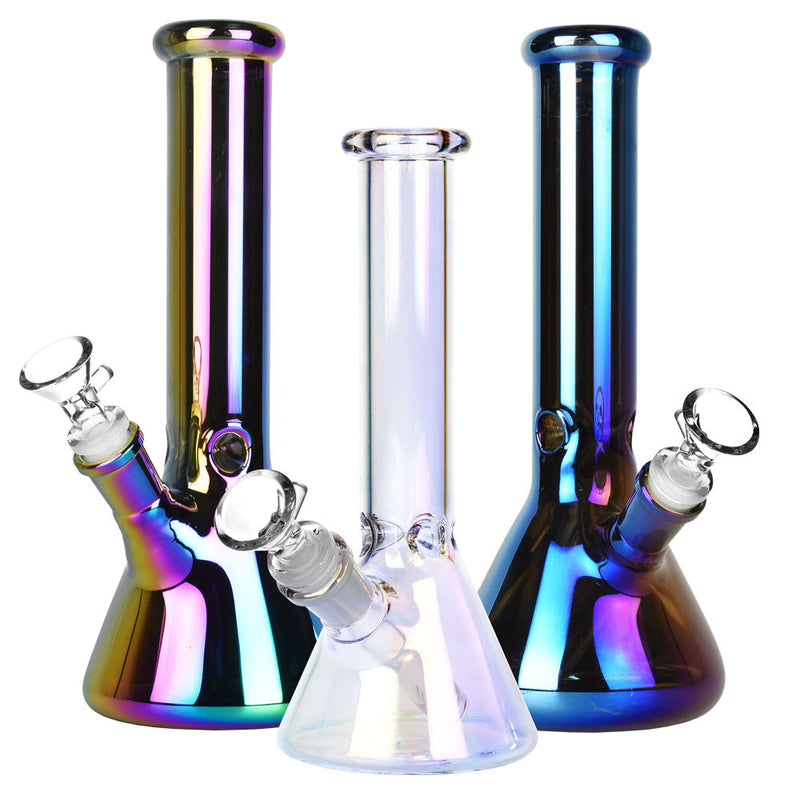 Iridescent Beaker Water Pipe - 10" / 14mm F / Colors Vary - Headshop.com