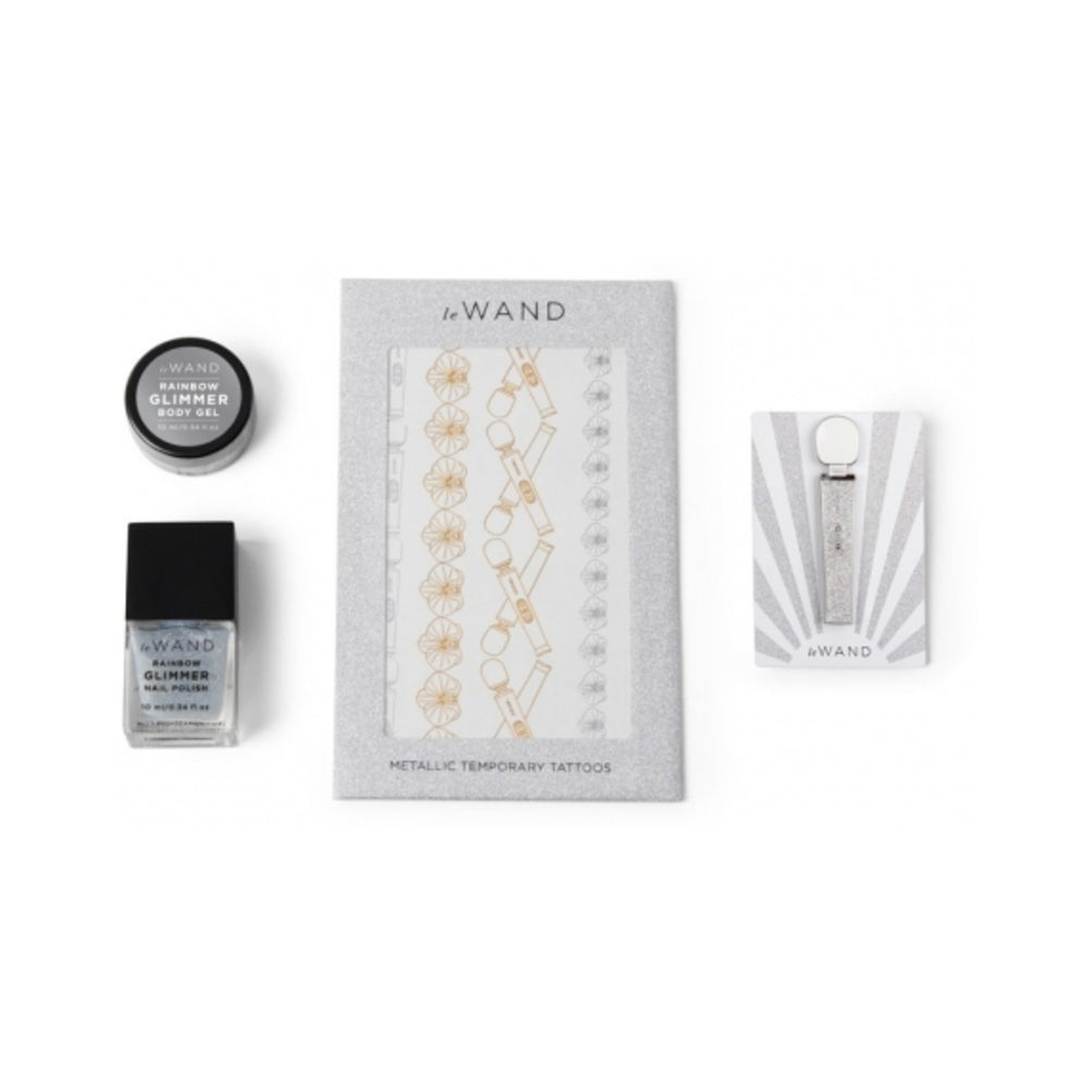 Le Wand All That Glimmers Petite Rechargeable Vibrating Massager Special Edition Set White - Headshop.com