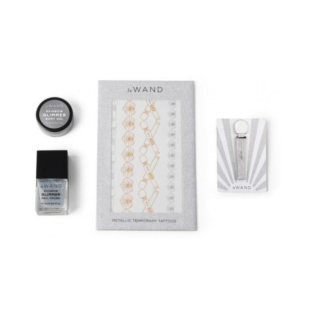 Le Wand All That Glimmers Petite Rechargeable Vibrating Massager Special Edition Set White - Headshop.com