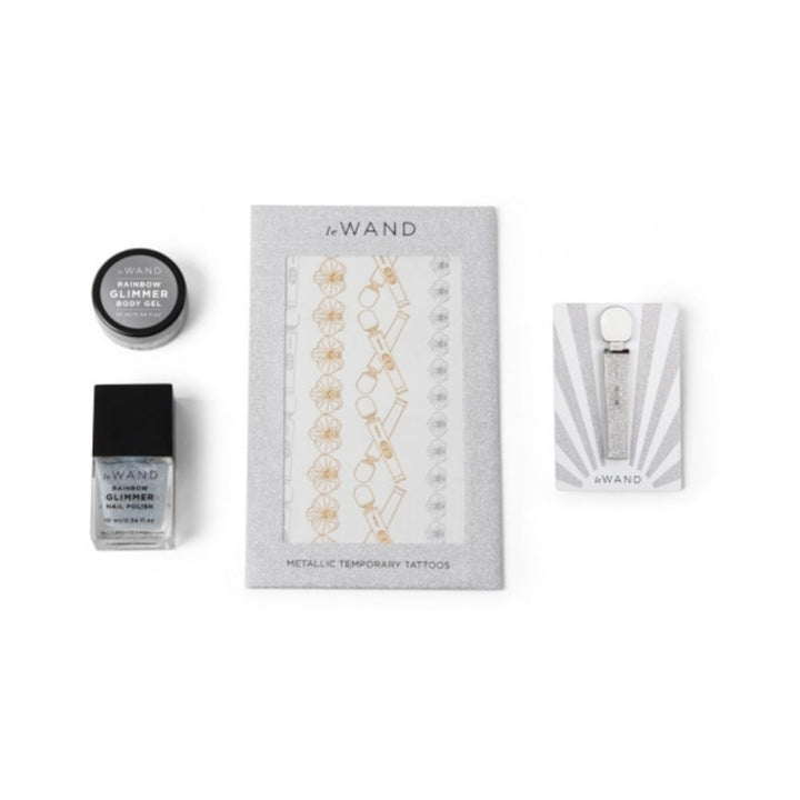 Le Wand All That Glimmers Petite Rechargeable Vibrating Massager Special Edition Set White - Headshop.com