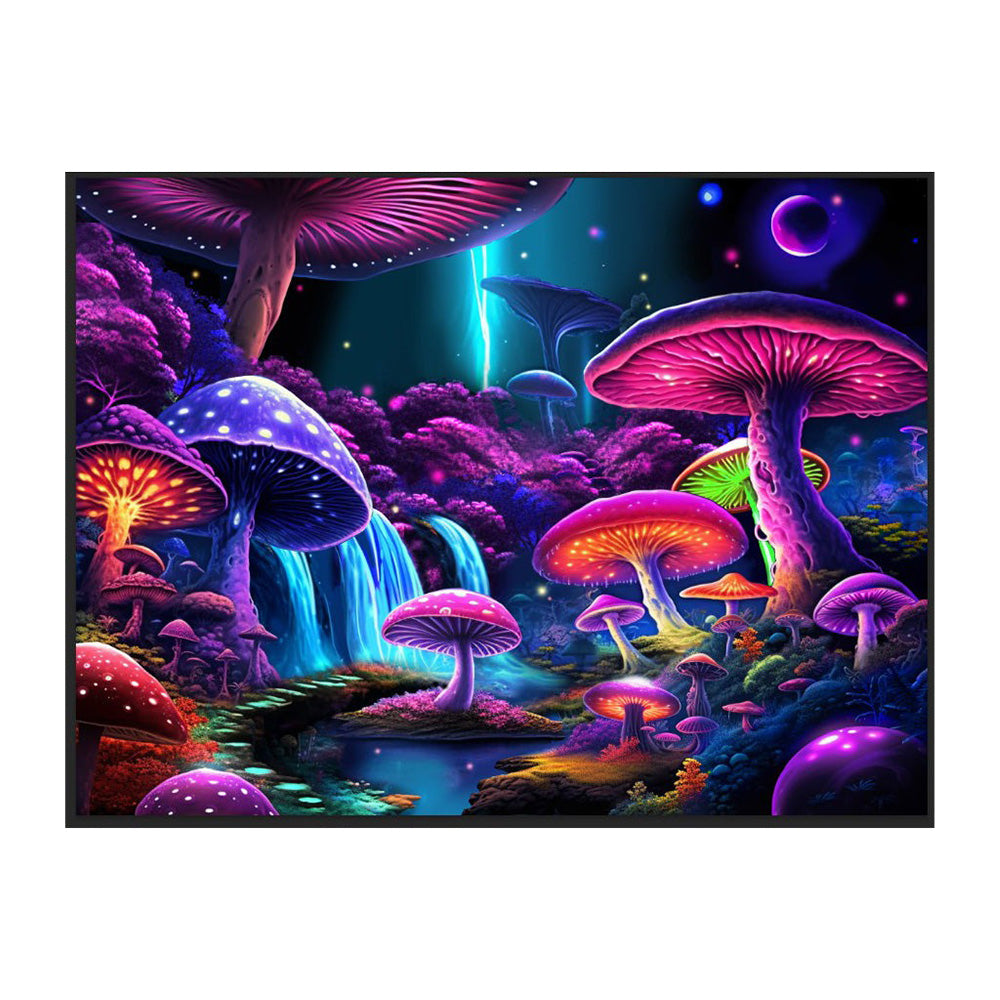 Special Tree Black Light Reactive Mushroom Wall Tapestry - 81"x53" - Headshop.com
