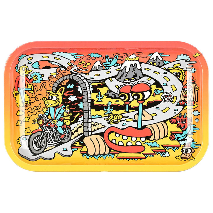 Pulsar Metal Rolling Tray W/ Lid - Road Trip / 11" x 7" - Headshop.com