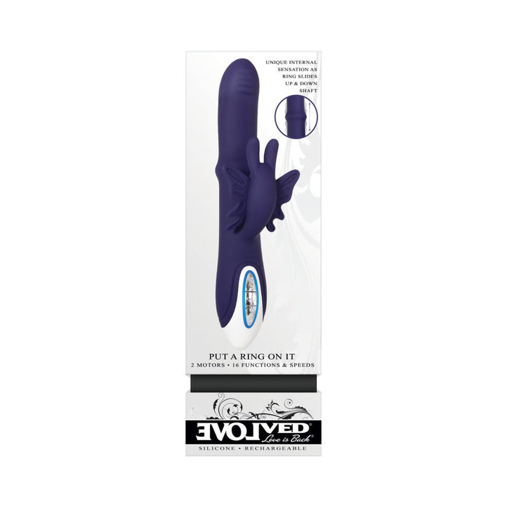 Evolved Put A Ring On It Rechargeable Silicone Dual Stimulator Blue - Headshop.com