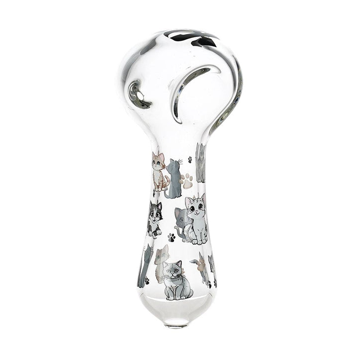 3CT BUNDLE - Pulsar Cute Kitties Glass Spoon Pipe - 4.5"