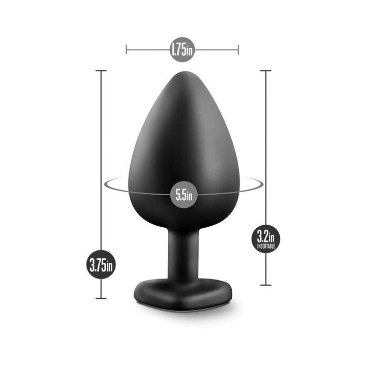 Blush Temptasia Bling Anal Plug with Heart-Shaped Gem Base Large Black - Headshop.com