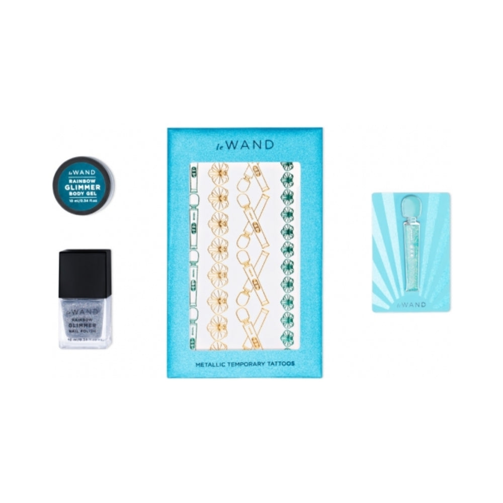 Le Wand All That Glimmers Petite Rechargeable Vibrating Massager Special Edition Set Light Blue - Headshop.com