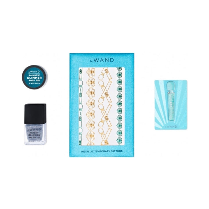 Le Wand All That Glimmers Petite Rechargeable Vibrating Massager Special Edition Set Light Blue - Headshop.com