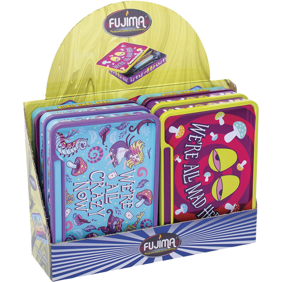 Fujima Trippy Alice Rolling Tray Stash Box | 8"x5.75" | Asst | 6pc Display - Headshop.com