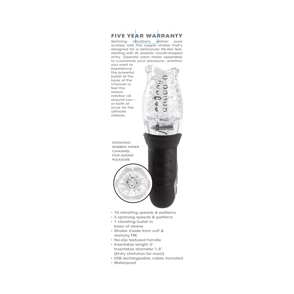 Zero Tolerance Cyclone Rechargeable Vibrating Spinning Stroker Black Clear - Headshop.com