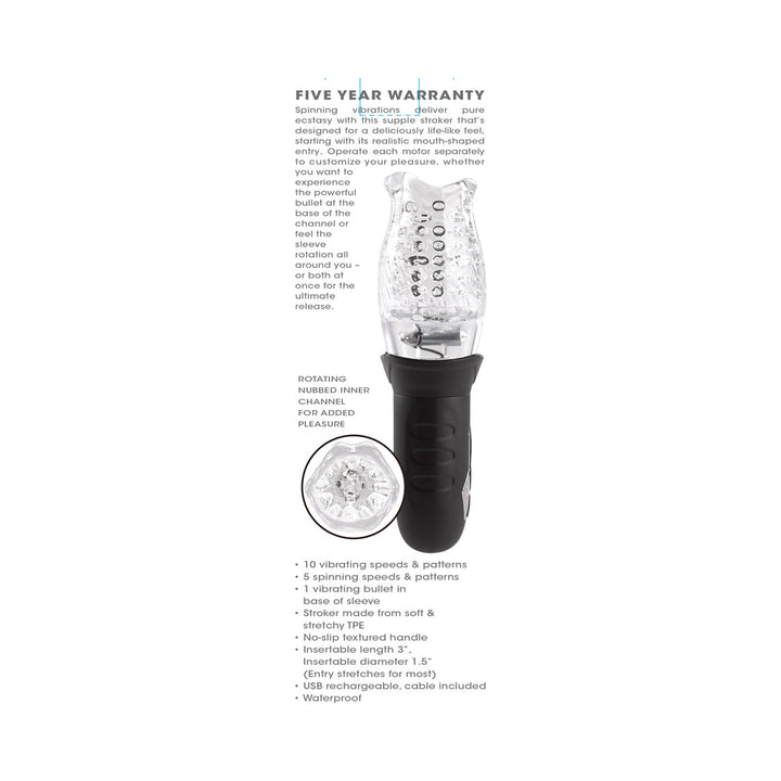 Zero Tolerance Cyclone Rechargeable Vibrating Spinning Stroker Black Clear - Headshop.com