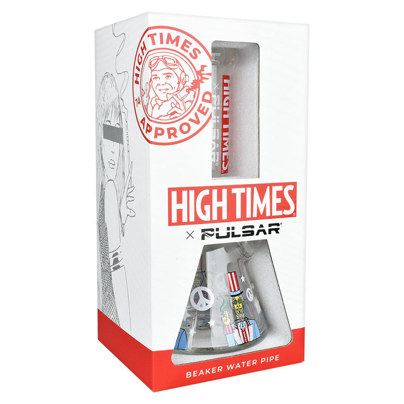 High Times x Pulsar Beaker Water Pipe - Uncle Sam / 10.5" / 14mm F - Headshop.com