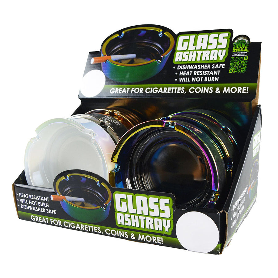 Smokezilla Oil Slick Glass Ashtray - 4.5"/Asst - 6PC DISPLAY - Headshop.com