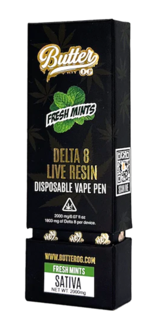 Butter OG Delta 8 Live Resin Disposable Vape 2G - Fresh MInts (Sativa) - Headshop.com