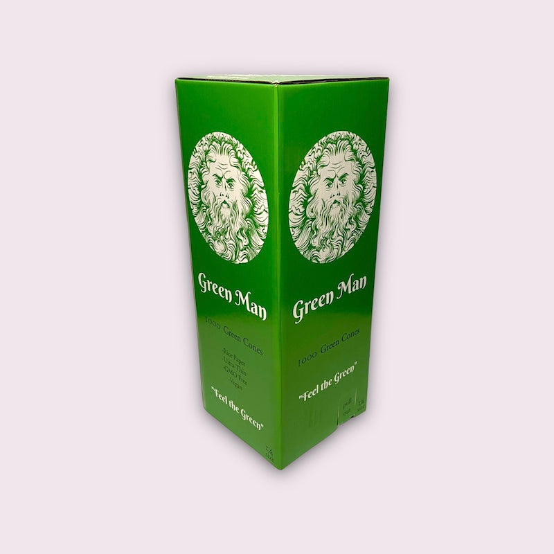 Green Man 1.25 Green Rice Cones 1000ct Bulk Box - Headshop.com