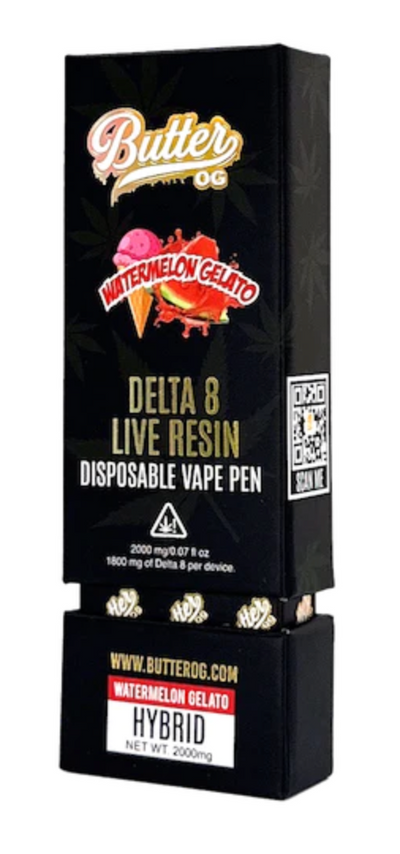 Butter OG Delta 8 Live Resin Disposable Vape 2G - Watermelon Gelato (Sativa) - Headshop.com