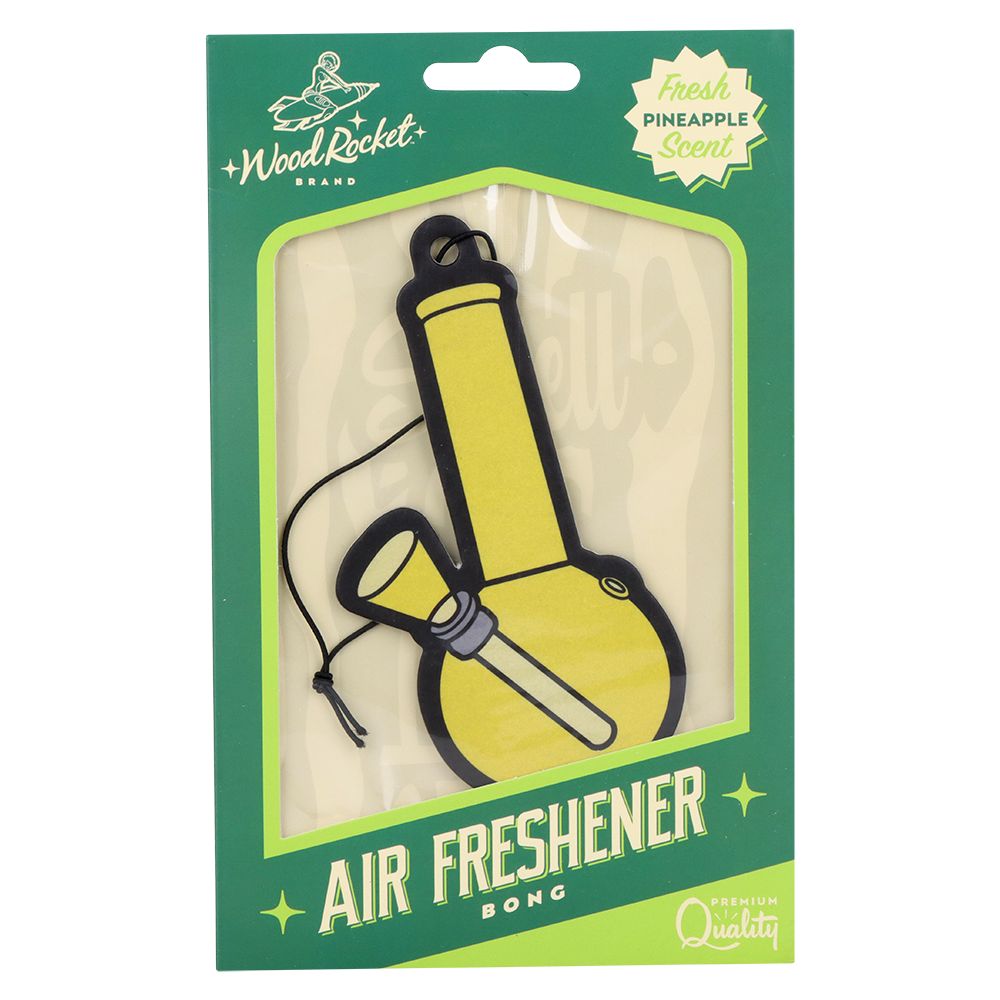 Wood Rocket Car Air Freshener - Bong / Pineapple Scent / 2.5"x4.5" - Headshop.com