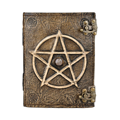 Pentagram Embossed Leather Journal w/ Metal Closure - 5" x 7" - Headshop.com