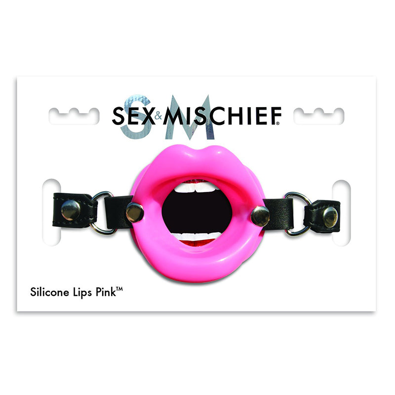 Sportsheets Sex & Mischief Silicone Lips Adjustable Open-Mouth Gag Pink - Headshop.com