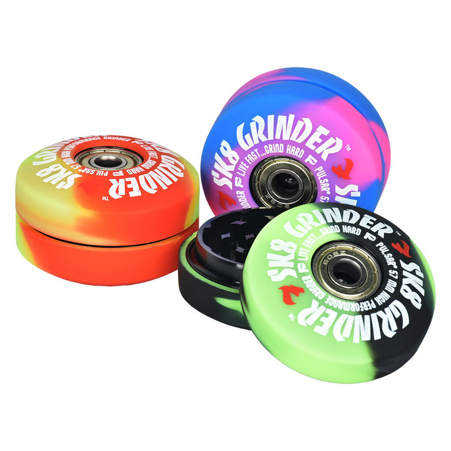 Pulsar SK8 Grinder | 3pc | 2.2"| Swirl Colors | 6pc Display - Headshop.com