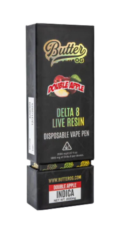 Butter OG Delta 8 Live Resin Disposable Vape 2G - Double Apple (Indica) - Headshop.com