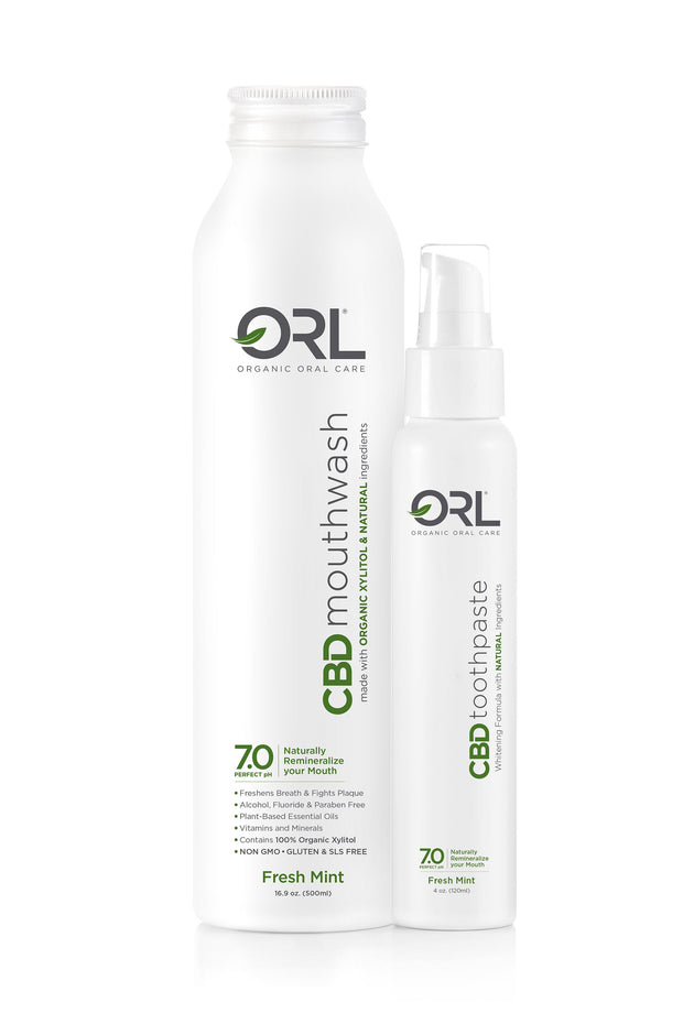 CBD Mouthwash + CBD Toothpaste Bundle  - Made with Organic Xylitol & Natural Ingredients