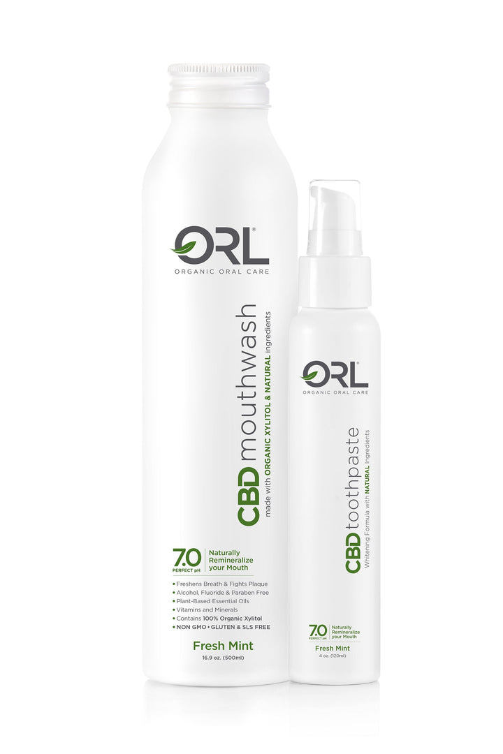 CBD Mouthwash + CBD Toothpaste Bundle  - Made with Organic Xylitol & Natural Ingredients