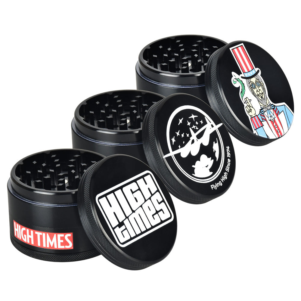 6PC DISPLAY - High Times Metal Grinder - 4pc / 2.5" / Black - Headshop.com