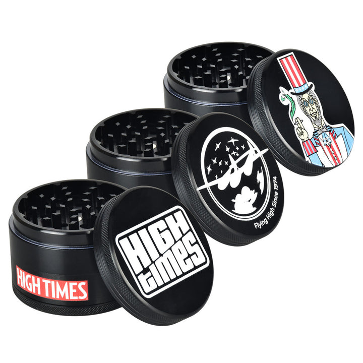 6PC DISPLAY - High Times Metal Grinder - 4pc / 2.5" / Black - Headshop.com