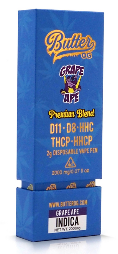 Butter OG Premium Blend D11, D8, HHC, THCP, HHCP 2g Disposable Vape - Grape Ape (Indica) - Headshop.com