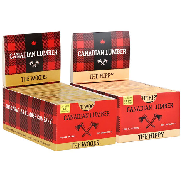 22PK DISPLAY - Canadian Lumber All Natural Rolling Papers & Tips - 1 1/4 / 40pc / The Hippy