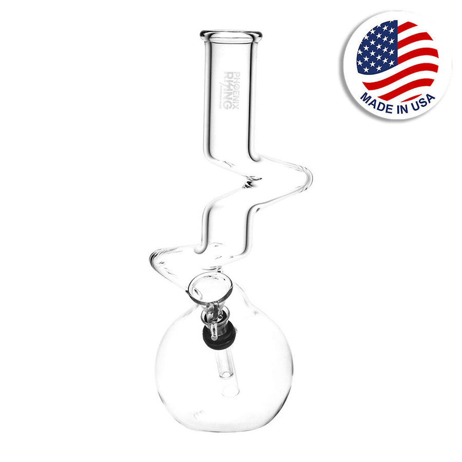 Phoenix Rising Zig Zag Bubble Base Water Pipe - 9.5" / Clear - Headshop.com