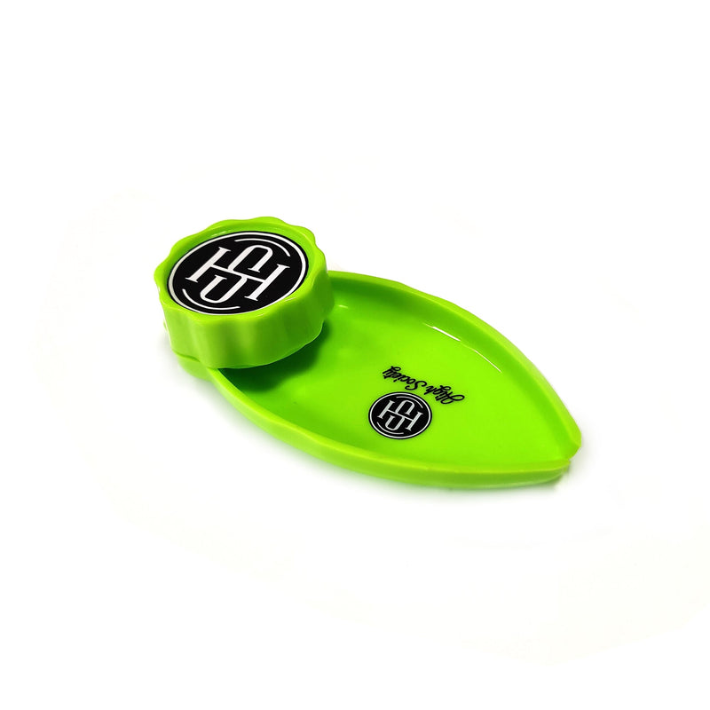 High Society | Mini Rolling Tray Grinder Combo - Neon Green - Headshop.com