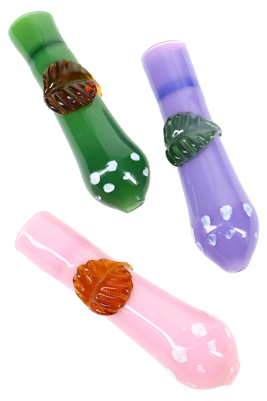 Slime Leaf Glass Chillum “Jungle Puff” – 3.5″ – Assorted Colors - Headshop.com