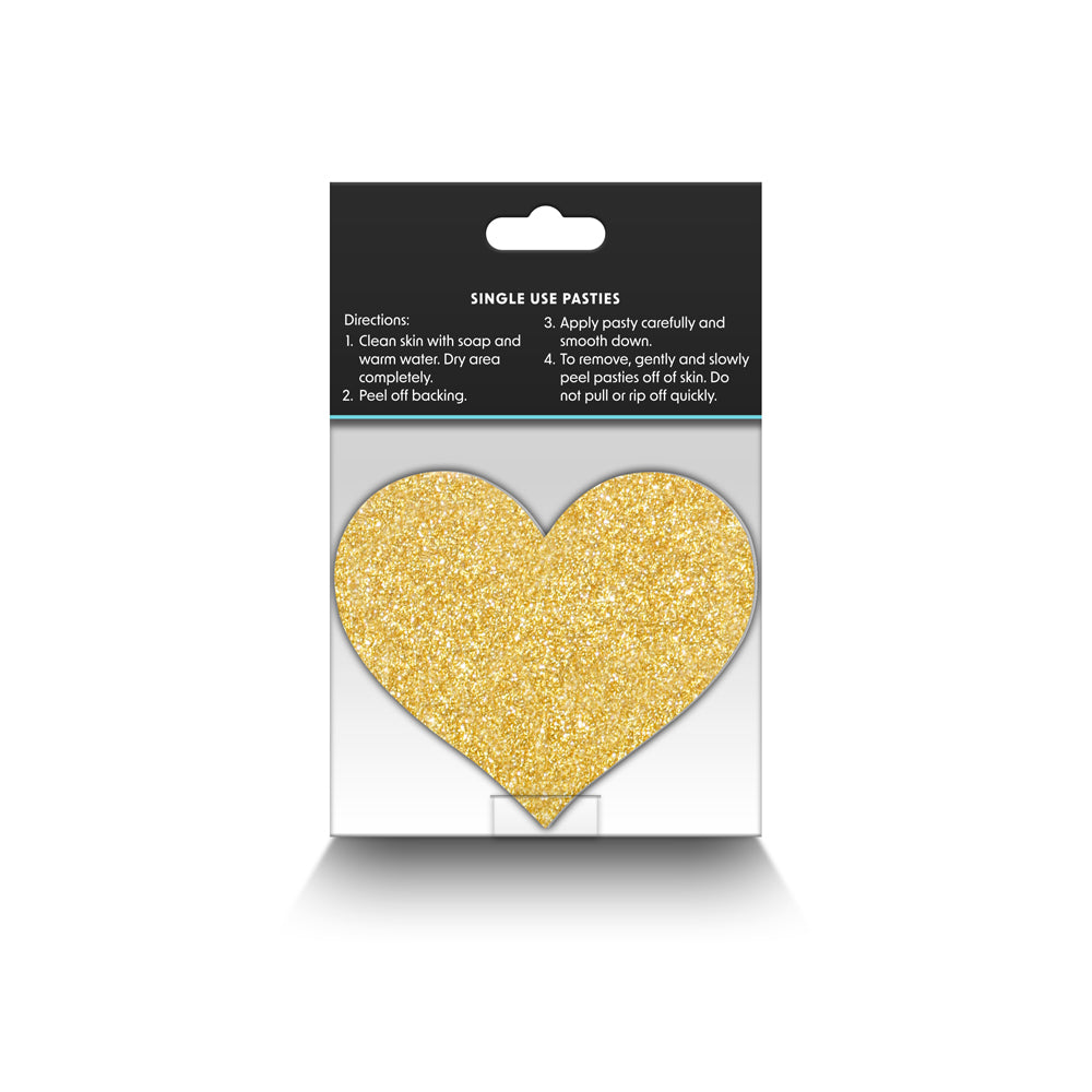 Pretty Pasties Glitter Hearts Black/Gold 2 Pair - Headshop.com