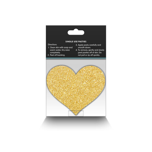 Pretty Pasties Glitter Hearts Black/Gold 2 Pair - Headshop.com
