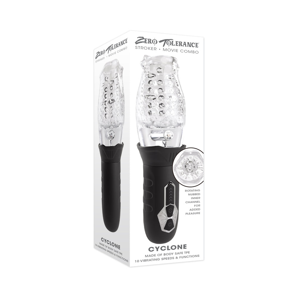 Zero Tolerance Cyclone Rechargeable Vibrating Spinning Stroker Black Clear - Headshop.com