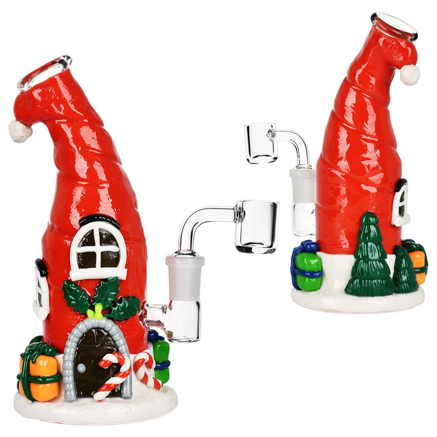 Santa Cap Elf House Resin On Glass Dab Rig - 7.5" / 14mm F - Headshop.com