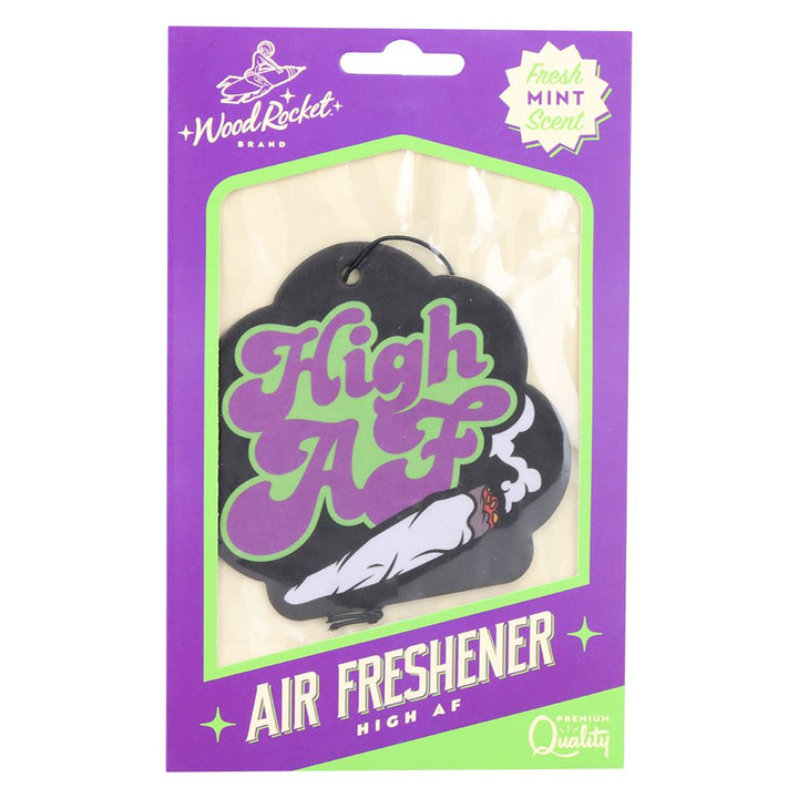 Wood Rocket Car Air Freshener - High AF / Mint Scent / 3.5"x3.5" - Headshop.com