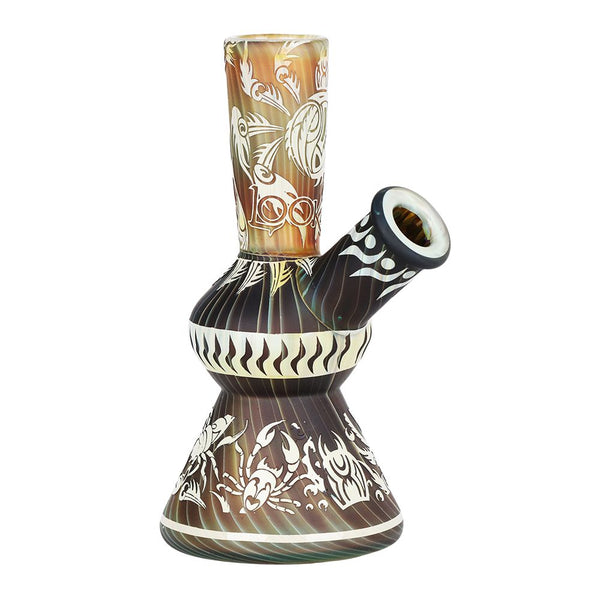 Lookah Glass Sacred Arthropod Black Etched Glass Water Pipe - 5.75" / 14mm F