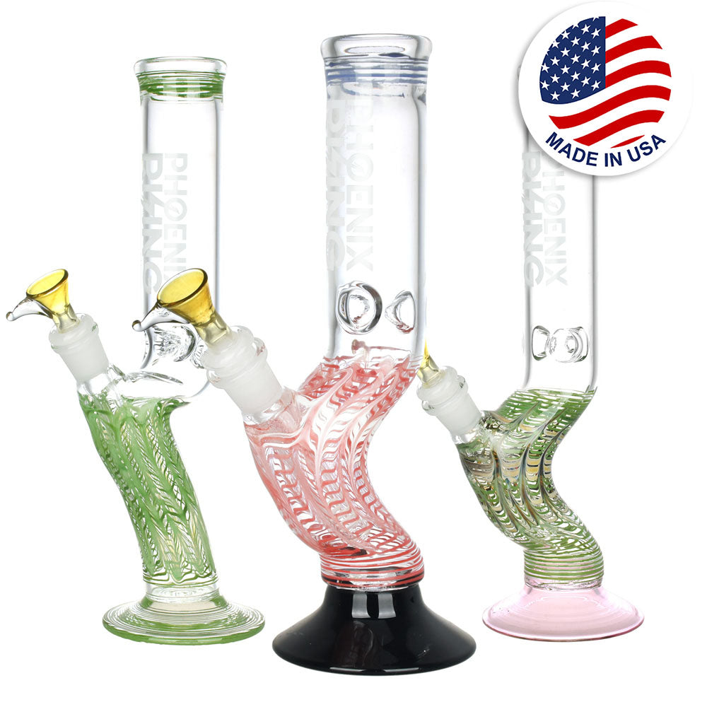 Phoenix Rising Hand Grip Water Pipe - 12"/14mm F/Colors Vary - Headshop.com