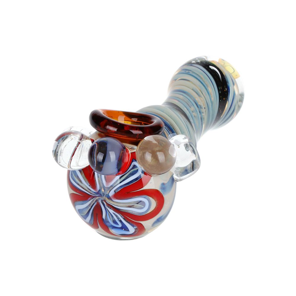 Telepath Overload Knobby Dichro Spiral Glass Spoon Pipe - 4.5" - Headshop.com