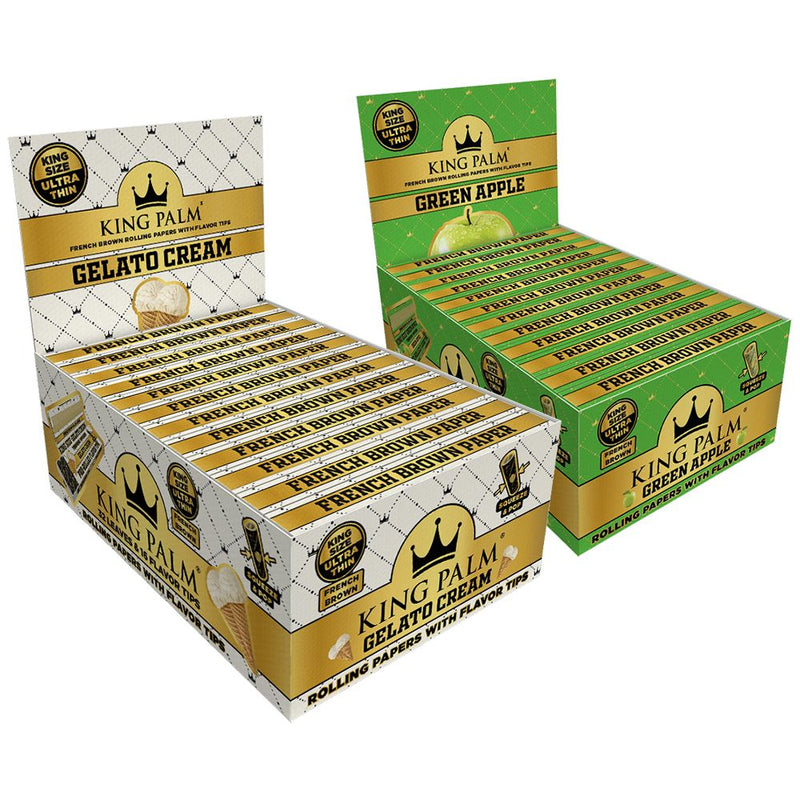 King Palm French Brown Papers & Flavor Tips | 32pc | King Size | 22pk Display - Headshop.com