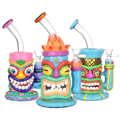 Neon Tiki 3D Painted Water Pipe - 8.5" / Assorted Styles - Headshop.com