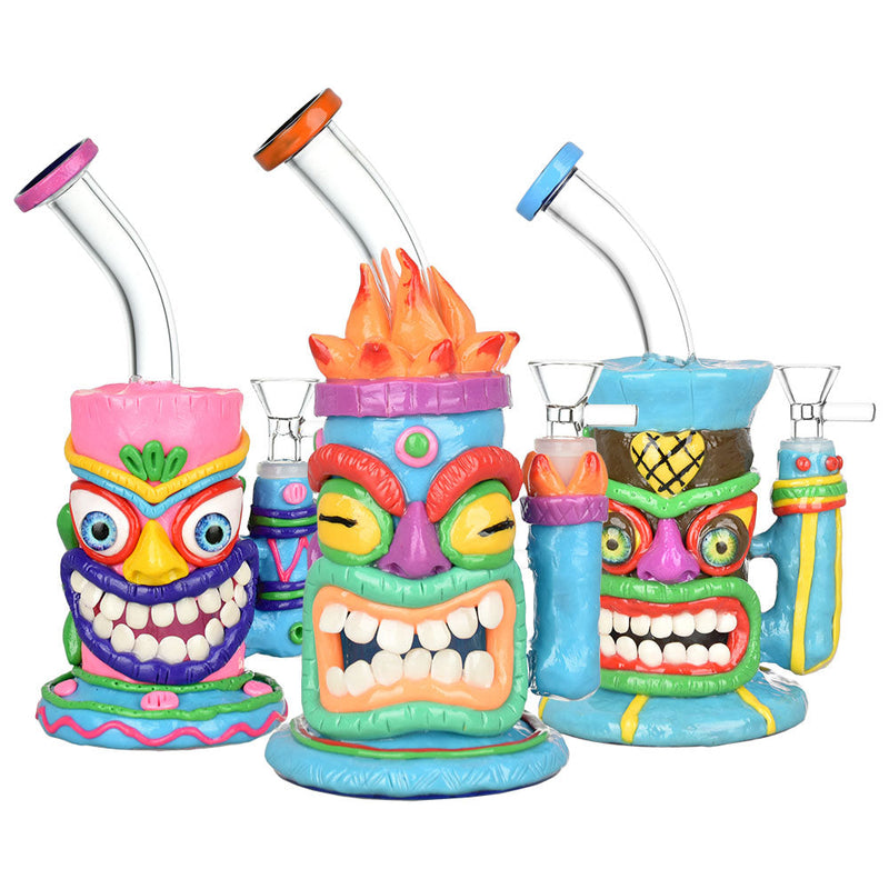 Neon Tiki 3D Painted Water Pipe - 8.5" / Assorted Styles - Headshop.com