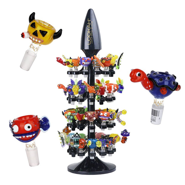 48CT DISPLAY - Lookah Glass Novelty Herb Slides [Set C] and Display Tree - Assorted Styles / 14mm M - Headshop.com