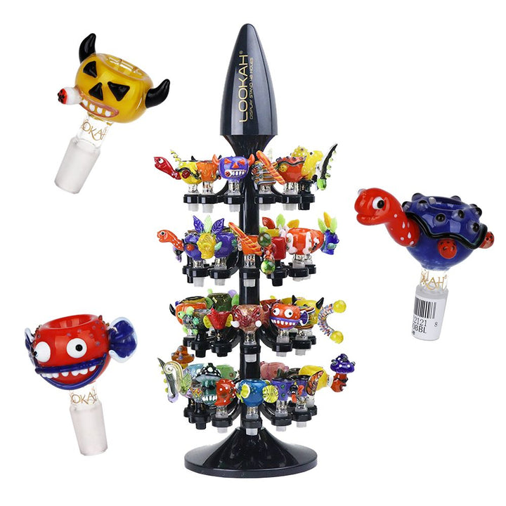 48CT DISPLAY - Lookah Glass Novelty Herb Slides [Set C] and Display Tree - Assorted Styles / 14mm M - Headshop.com
