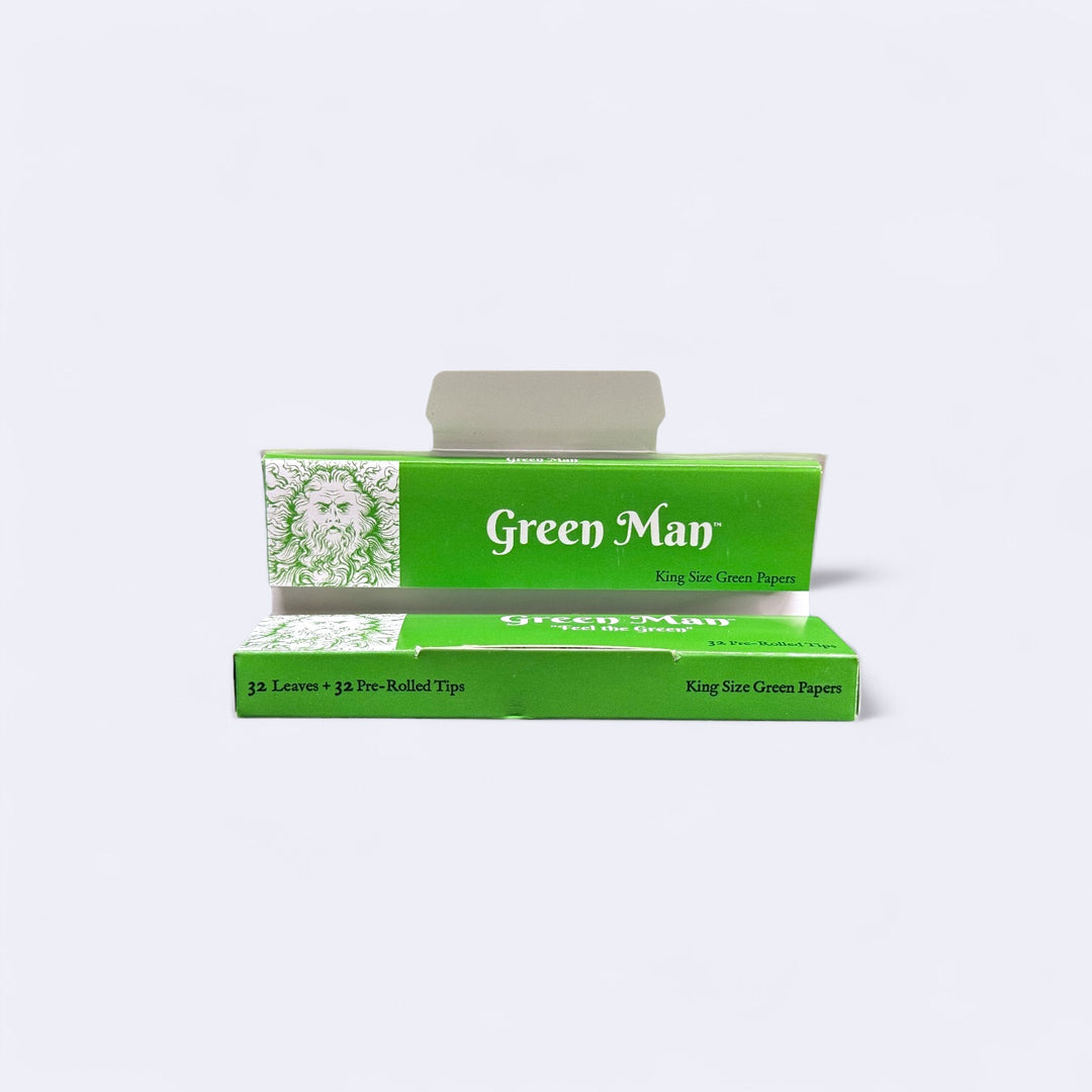 Green Man King Size Green Rice Papers with Pre-Rolled Tips - Headshop.com
