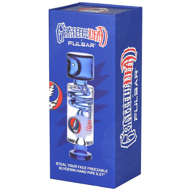 Grateful Dead x Pulsar Steal Your Face Glycerin Spiral Geometric Glass Hand Pipe - 5.25"